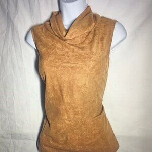 Sleeveless Tan Cowl Neck Top